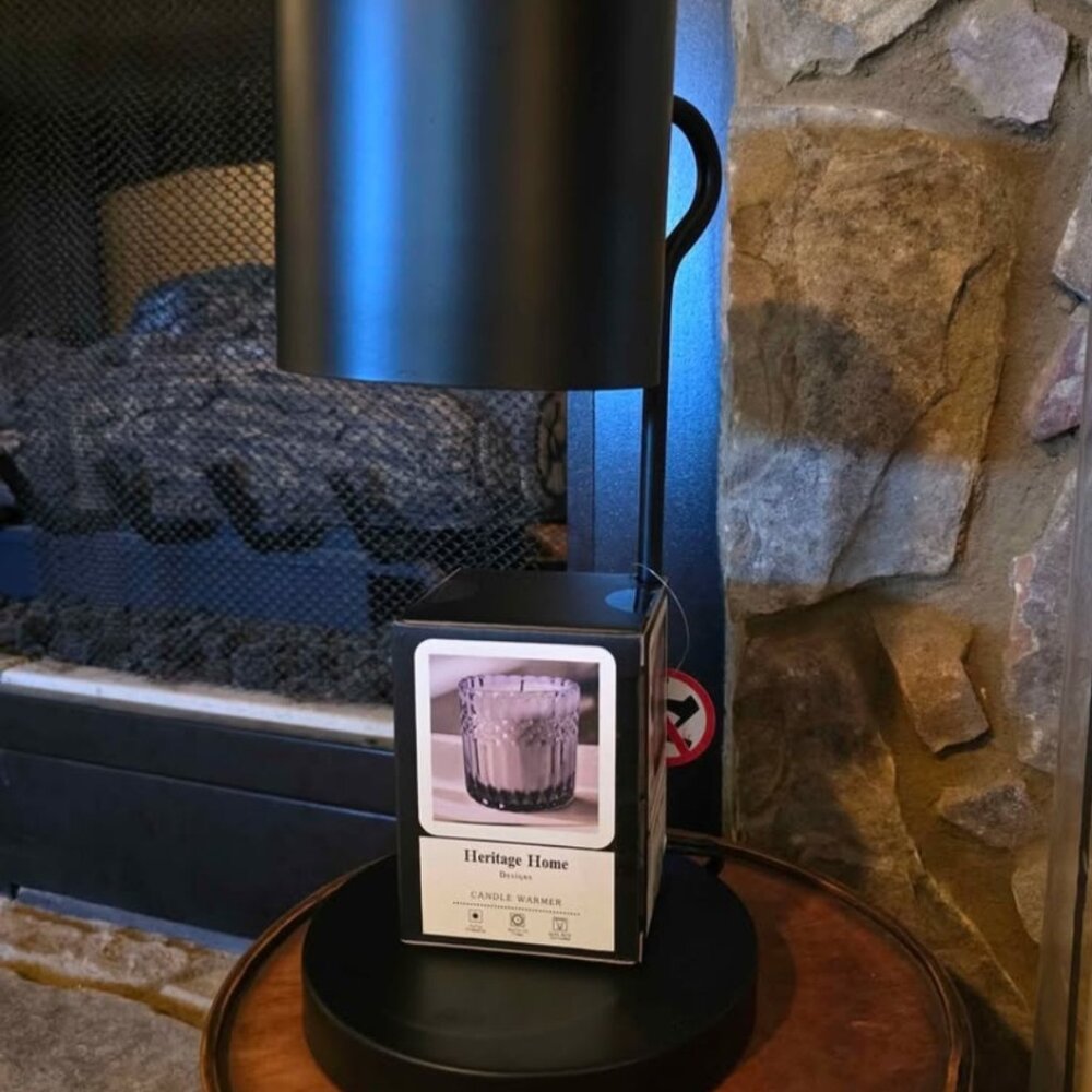 NEW Ora Lantern Candle Warmer in black steel, with a Heritage Home candle